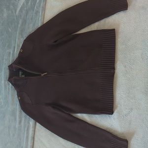 Lauren Ralph Lauren Women's Brown Zip-Up Cardigan Size Medium